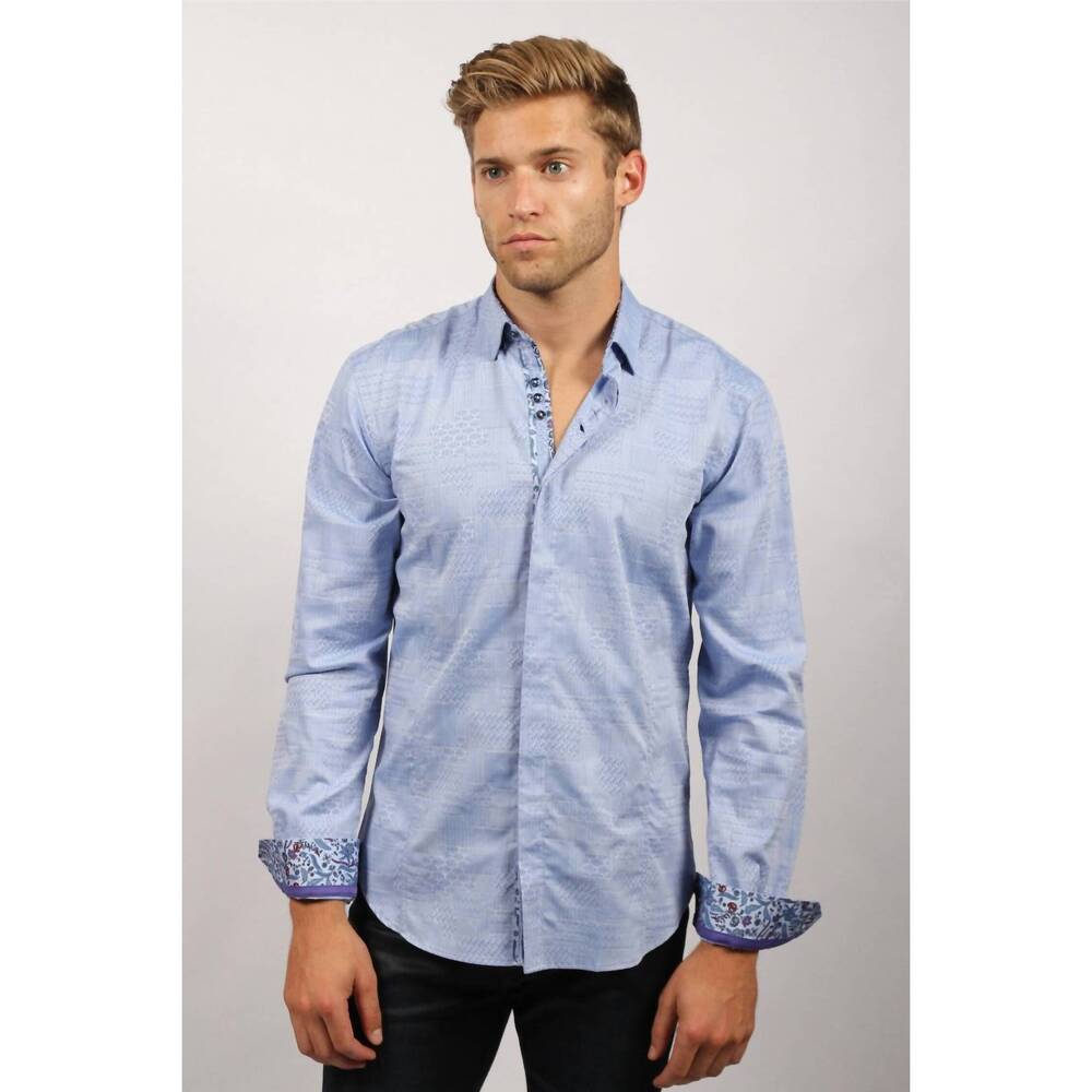 NEW EIGHT X jacquard button down shirt in blue